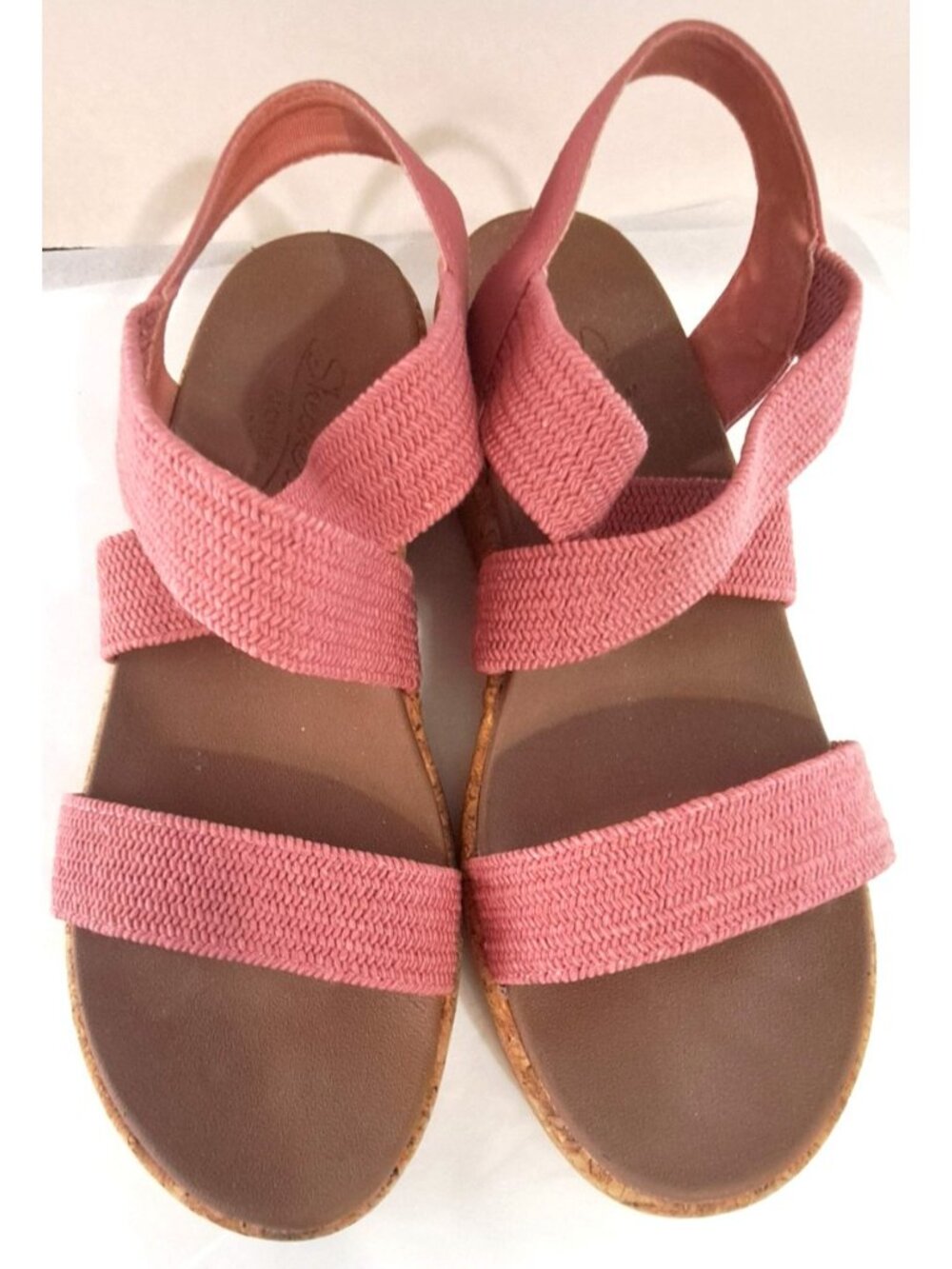 Skechers Pink Cork Wedge Sandals
